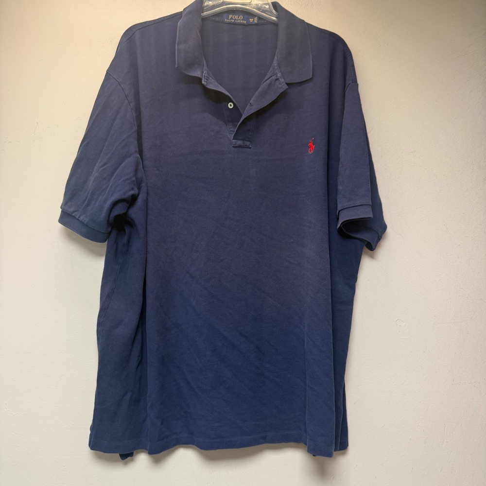 Polo Ralph Lauren Polo Shirt Mens 4XB Navy Blue Excellent Big & Tall Pique Pony